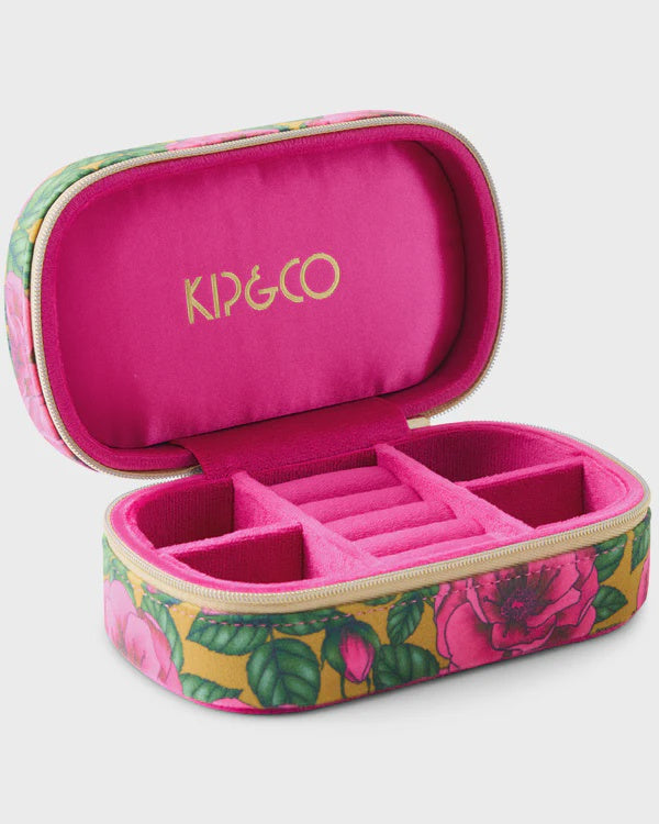 Kip & Co: Golden Peony Travel Velvet Jewellery Box