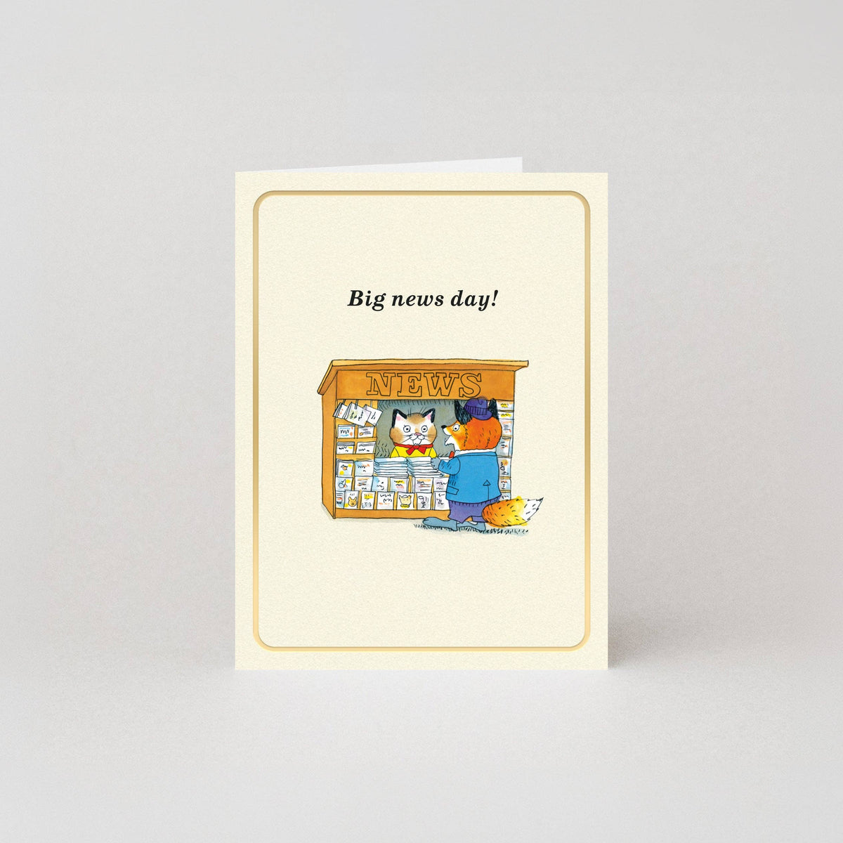 Studio Boketto: Big News Day - Gold Foil - Mini Card by Richard Scarry