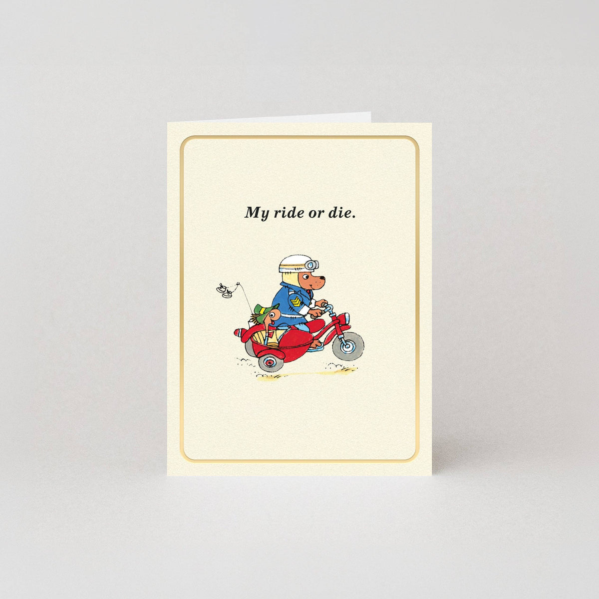 Studio Boketto: My Ride Or Die - Gold Foil - Mini Card by Richard Scarry