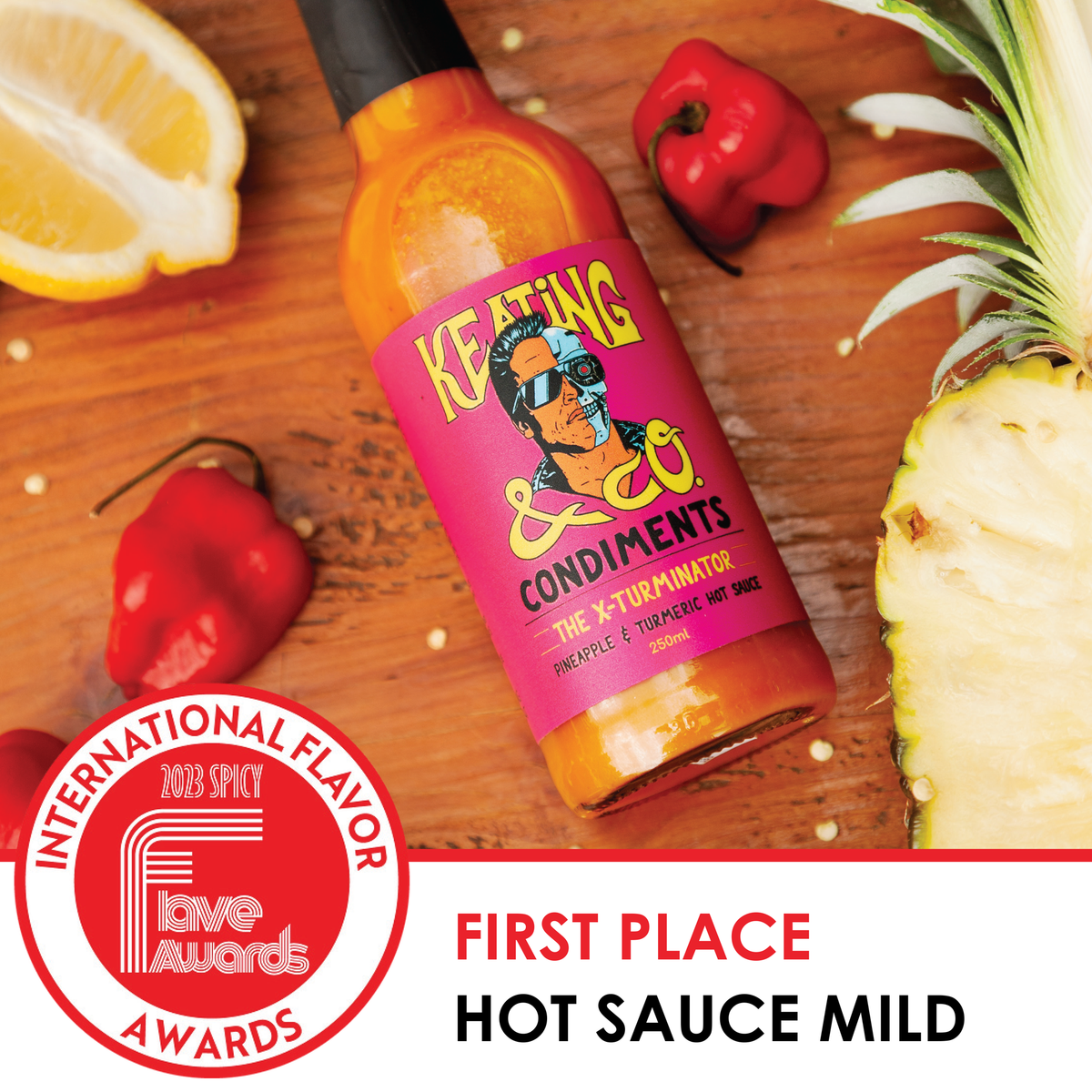 Keating & Co: The X-Turminator – Pineapple, Turmeric & Habanero Hot Sauce (250ml)