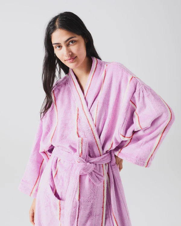 Kip & Co: Lavender Field Stripe Bamboo Terry Bath Robe