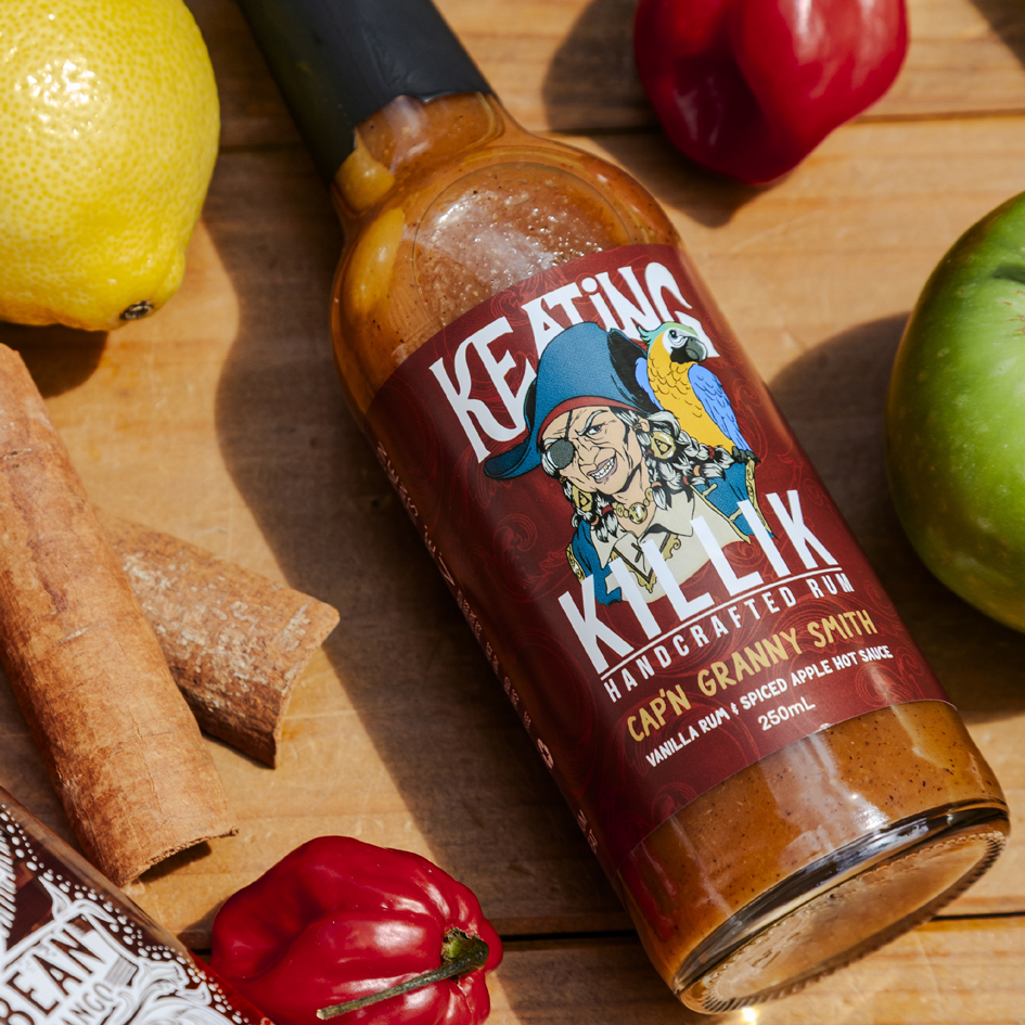 Keating & Co: Cap’n Granny Smith – Spiced Apple & Vanilla Rum Hot Sauce (250ml)