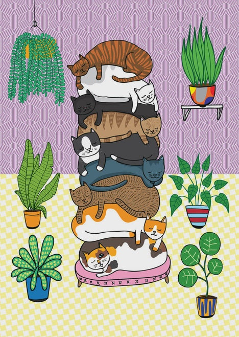 Able & Game: Greeting Card - Cat Stack