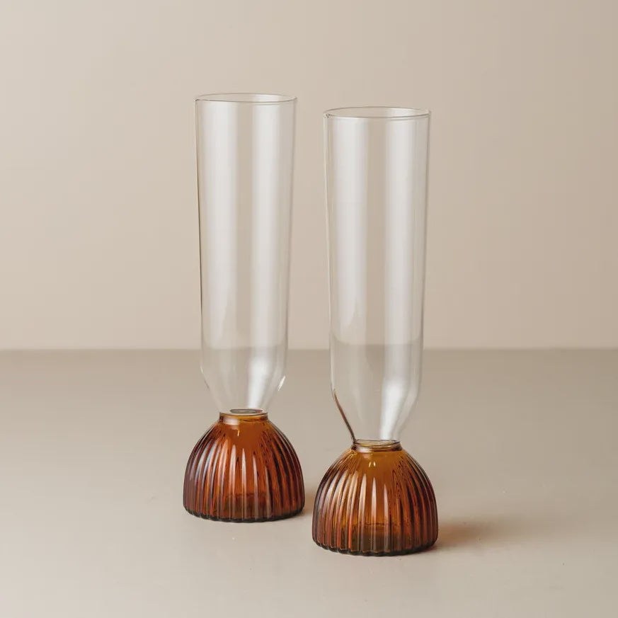 Saarde: Kairos Champagne Flute | Dark Amber | Set of 2