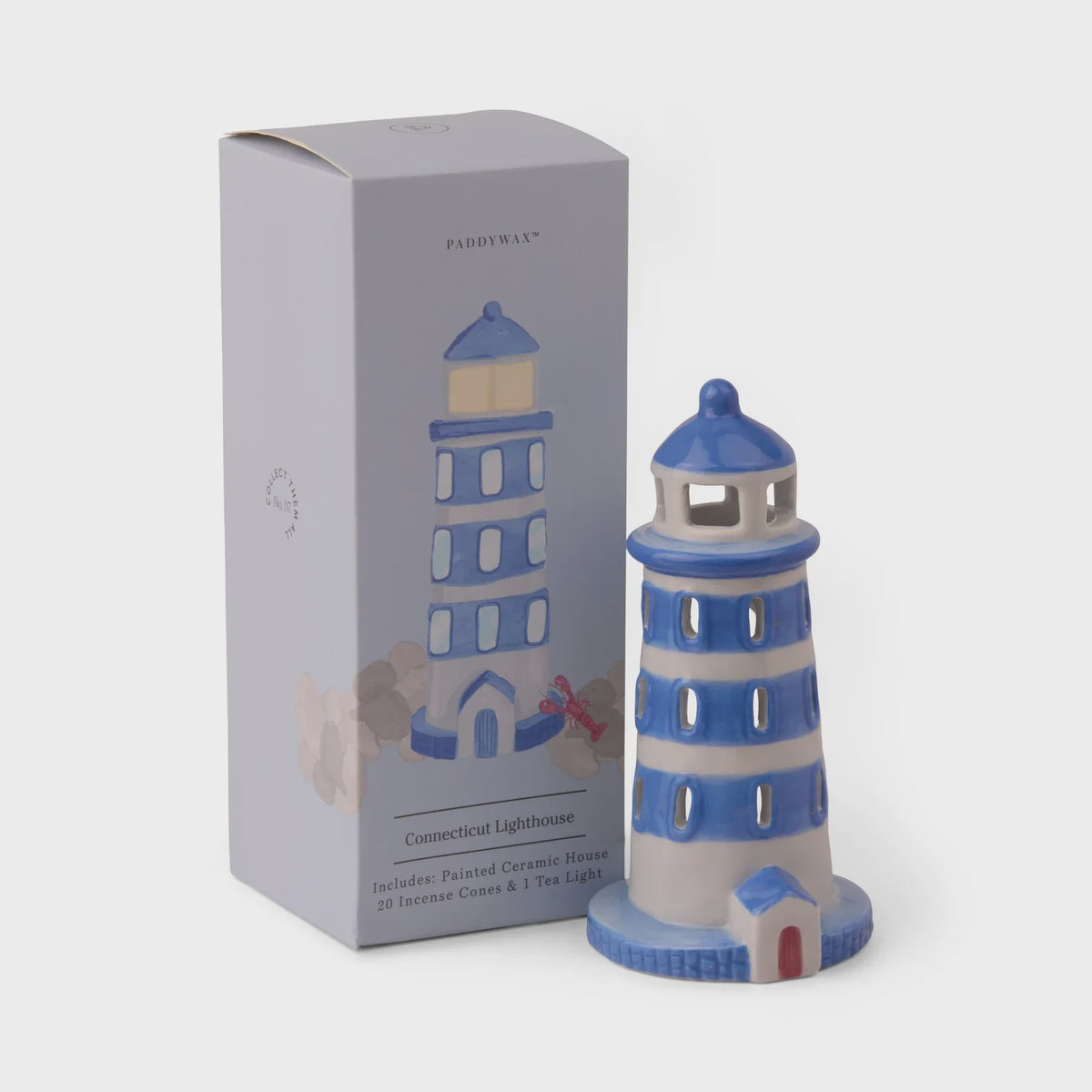 Paddywax: No. 07 - Lighthouse Style Incense & Tea Light Holder (1 Tea Light & 20 Incense Cones)